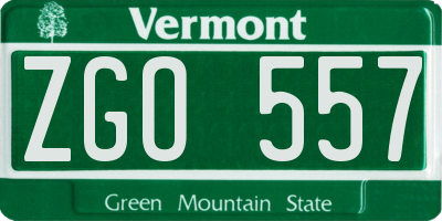 VT license plate ZGO557