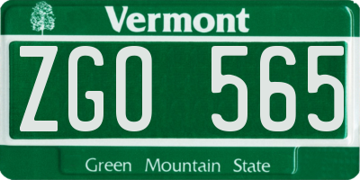 VT license plate ZGO565