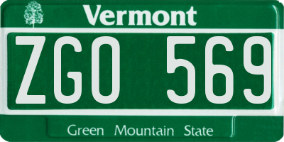 VT license plate ZGO569