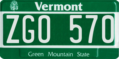 VT license plate ZGO570