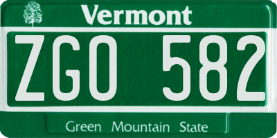 VT license plate ZGO582