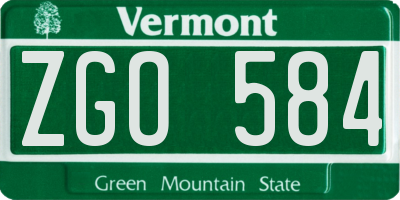 VT license plate ZGO584