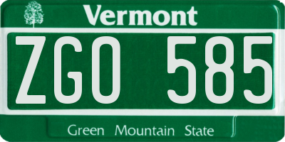 VT license plate ZGO585