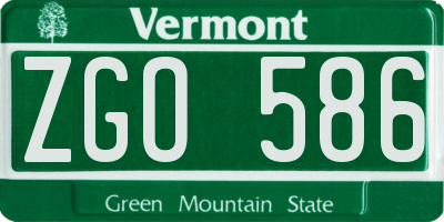 VT license plate ZGO586