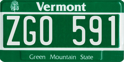 VT license plate ZGO591