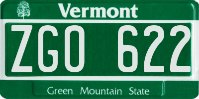 VT license plate ZGO622