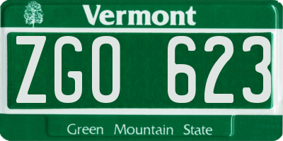 VT license plate ZGO623