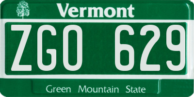 VT license plate ZGO629