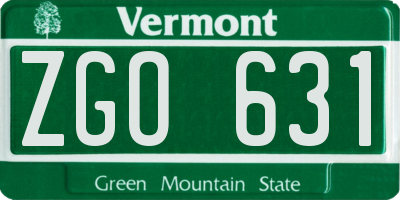 VT license plate ZGO631