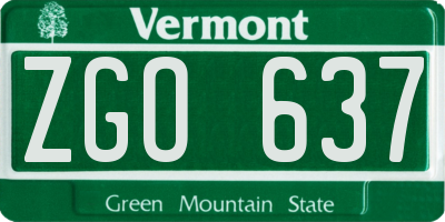 VT license plate ZGO637