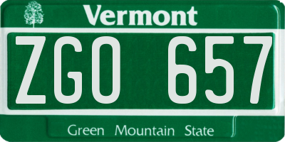 VT license plate ZGO657