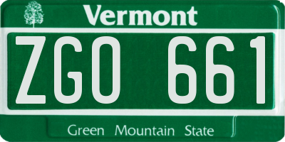 VT license plate ZGO661