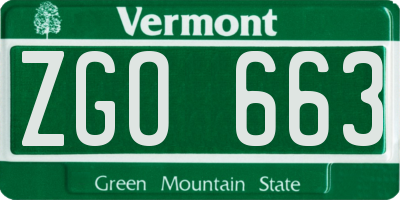 VT license plate ZGO663