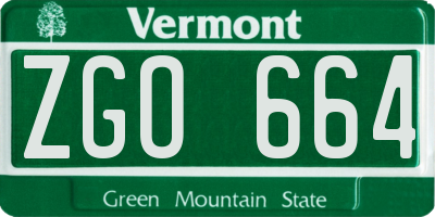 VT license plate ZGO664