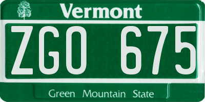 VT license plate ZGO675