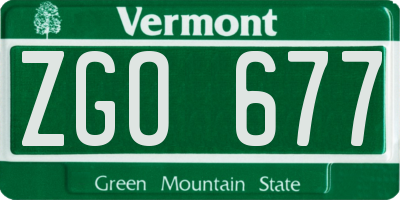VT license plate ZGO677