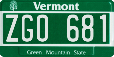VT license plate ZGO681