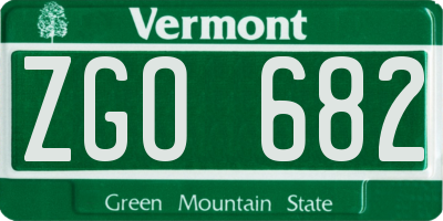 VT license plate ZGO682
