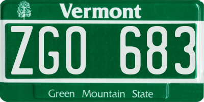 VT license plate ZGO683