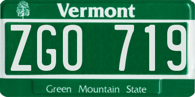 VT license plate ZGO719