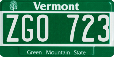 VT license plate ZGO723