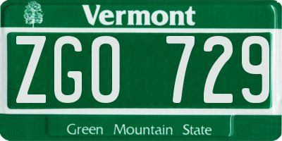 VT license plate ZGO729