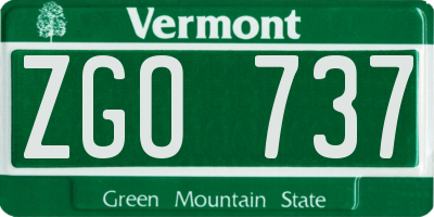 VT license plate ZGO737