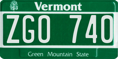 VT license plate ZGO740