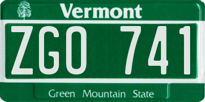 VT license plate ZGO741
