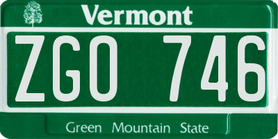 VT license plate ZGO746