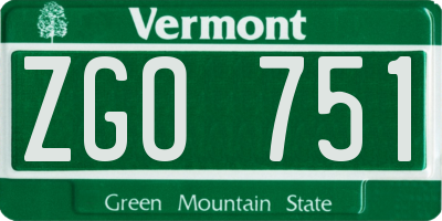 VT license plate ZGO751