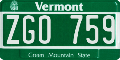 VT license plate ZGO759
