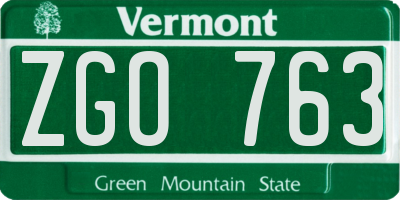 VT license plate ZGO763