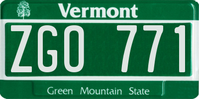 VT license plate ZGO771