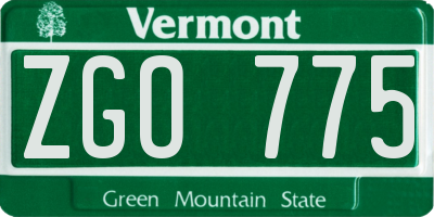 VT license plate ZGO775