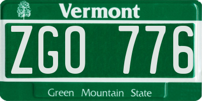 VT license plate ZGO776