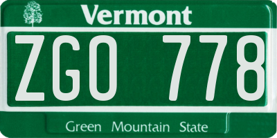 VT license plate ZGO778
