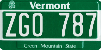 VT license plate ZGO787