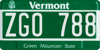 VT license plate ZGO788