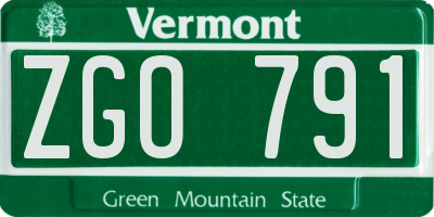 VT license plate ZGO791