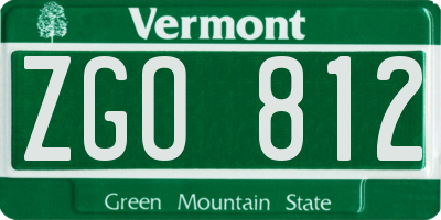 VT license plate ZGO812