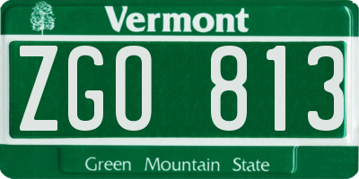 VT license plate ZGO813