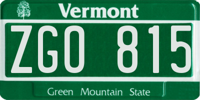 VT license plate ZGO815