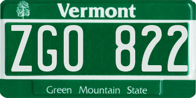 VT license plate ZGO822