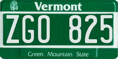 VT license plate ZGO825