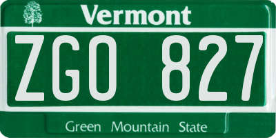 VT license plate ZGO827