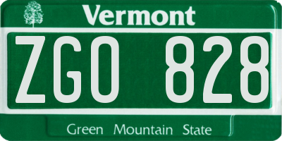 VT license plate ZGO828