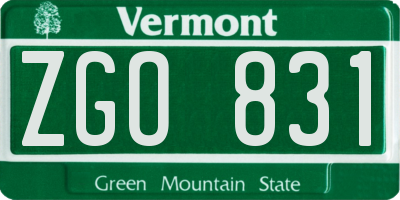 VT license plate ZGO831