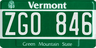 VT license plate ZGO846