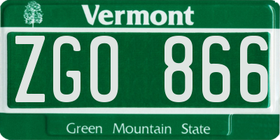VT license plate ZGO866